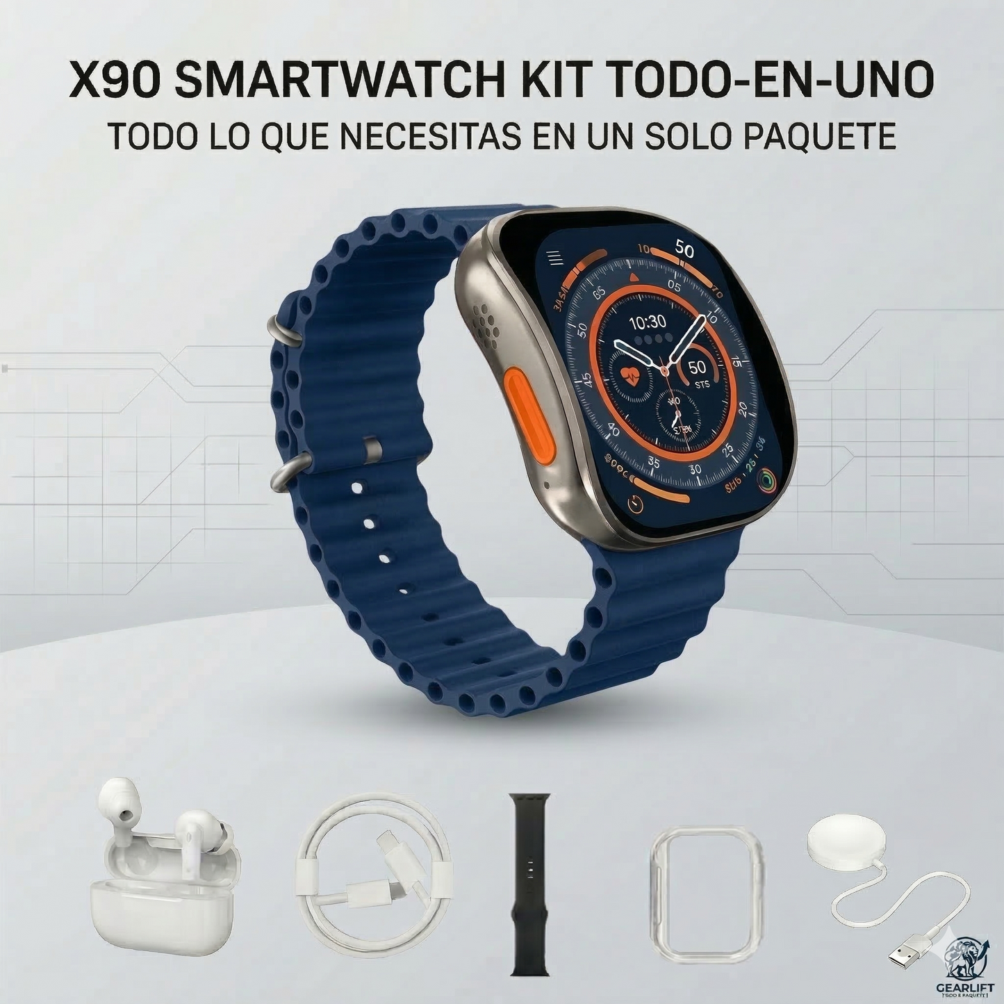 Kit Smartwatch Todo en Uno con Audífonos Bluetooth y Accesorios